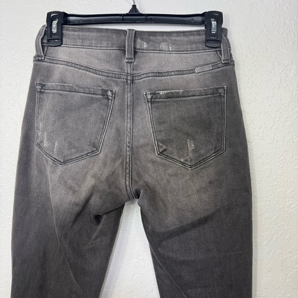 Kancan jeans distressed size 5 raw hem straight leg Women's charcoal Gray Jeans - Picture 7 of 8